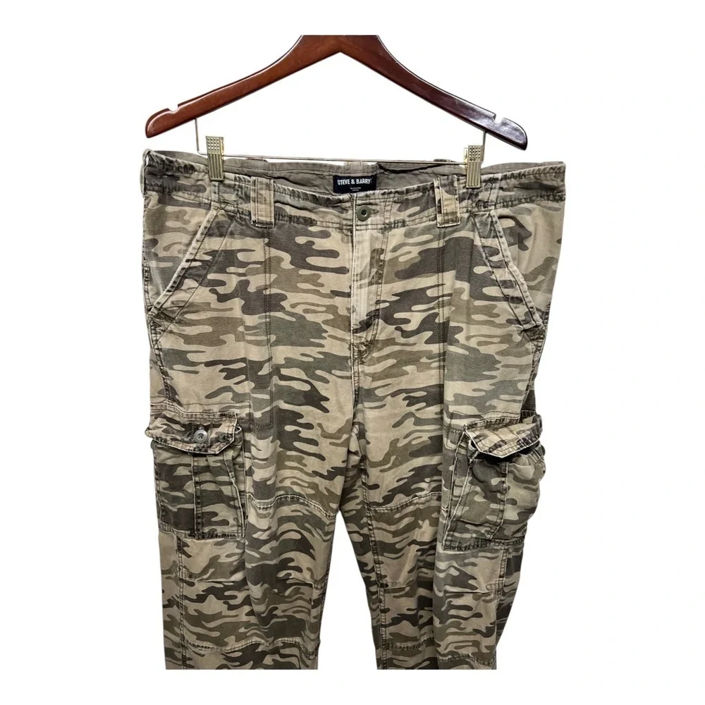 Y2K Cotton Camo Cargo Wide-Leg Pants 40x26